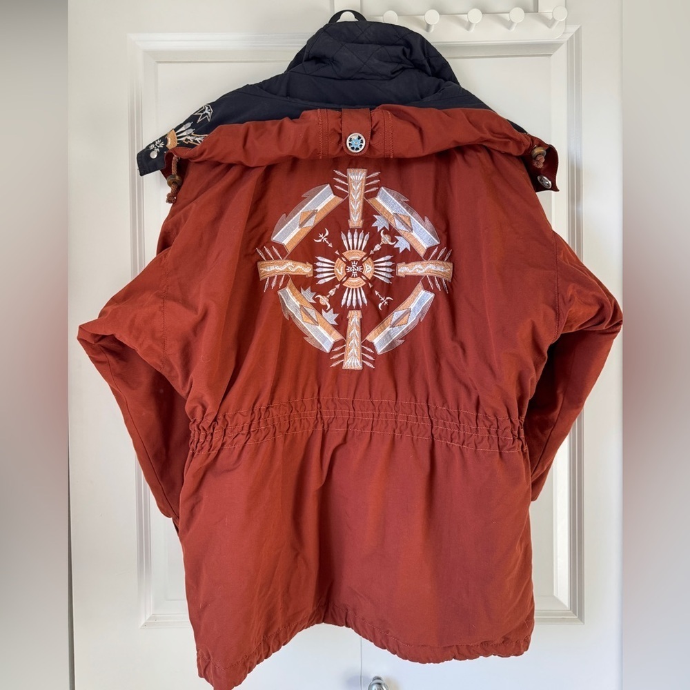 Vintage Bogner Germany Embroidered Western Ski Jacket Rust Orange - Picture 5 of 17